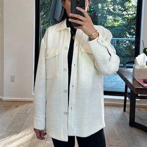 Aritzia Babaton White Linen Tweed Joan Shirt Jacket